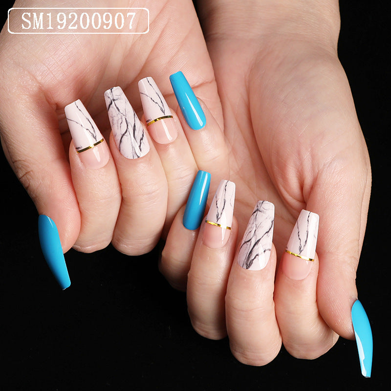 Get trendy with Marble Accented Ballerina Press-on Nails - Nails available at Hot Trends Online. Shop Now!