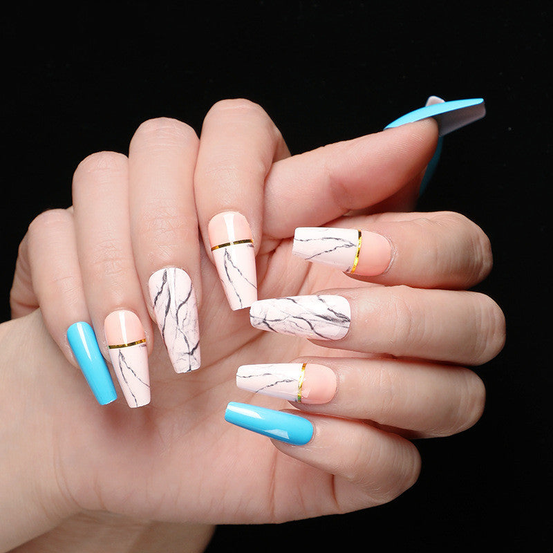 Get trendy with Marble Accented Ballerina Press-on Nails - Nails available at Hot Trends Online. Shop Now!