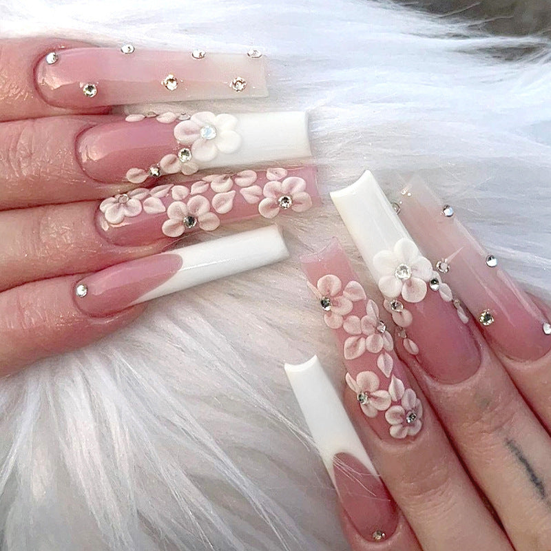 Get trendy with Floral Ballerina French Tip Press-on Nails - Nails available at Hot Trends Online. Shop Now!