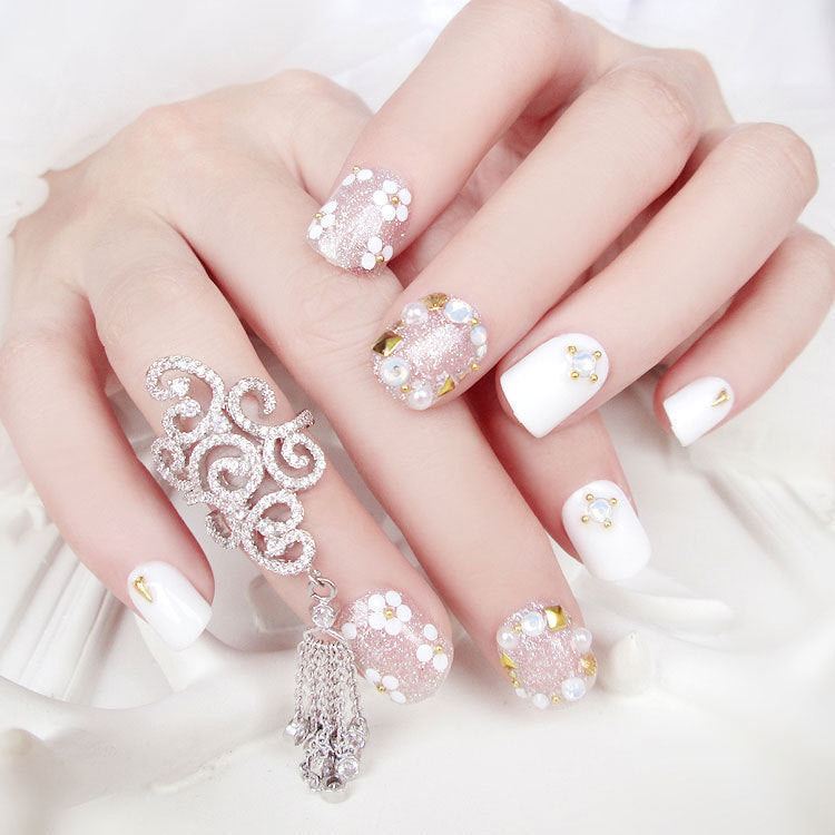 Get trendy with Short Bridal Style Press-on Nails - Nails available at Hot Trends Online. Shop Now!