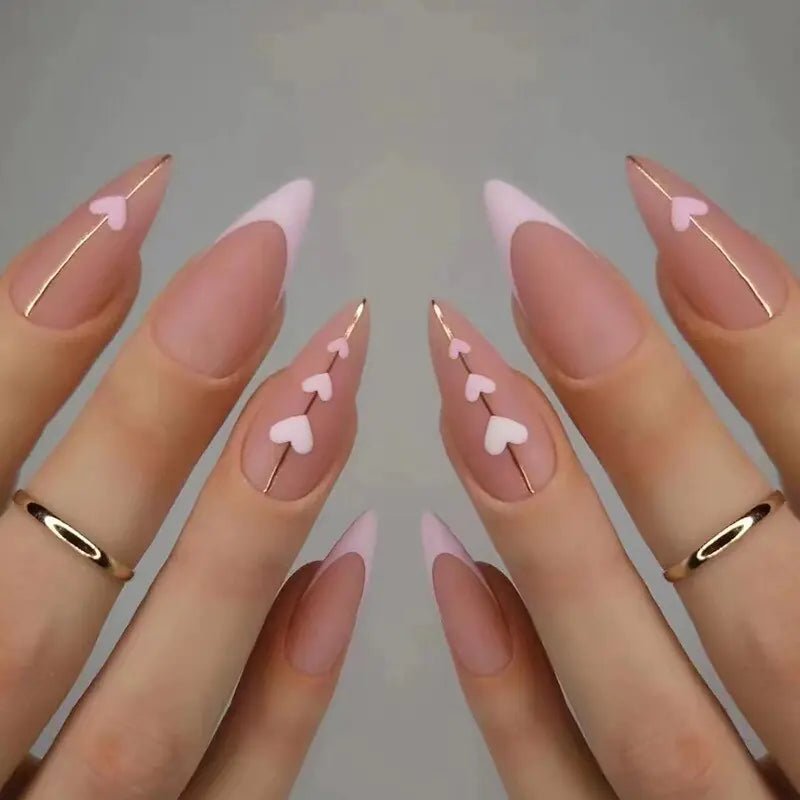 Get trendy with 3D Stiletto Hearts Fake Nails - Nails available at Hot Trends Online. Shop Now!