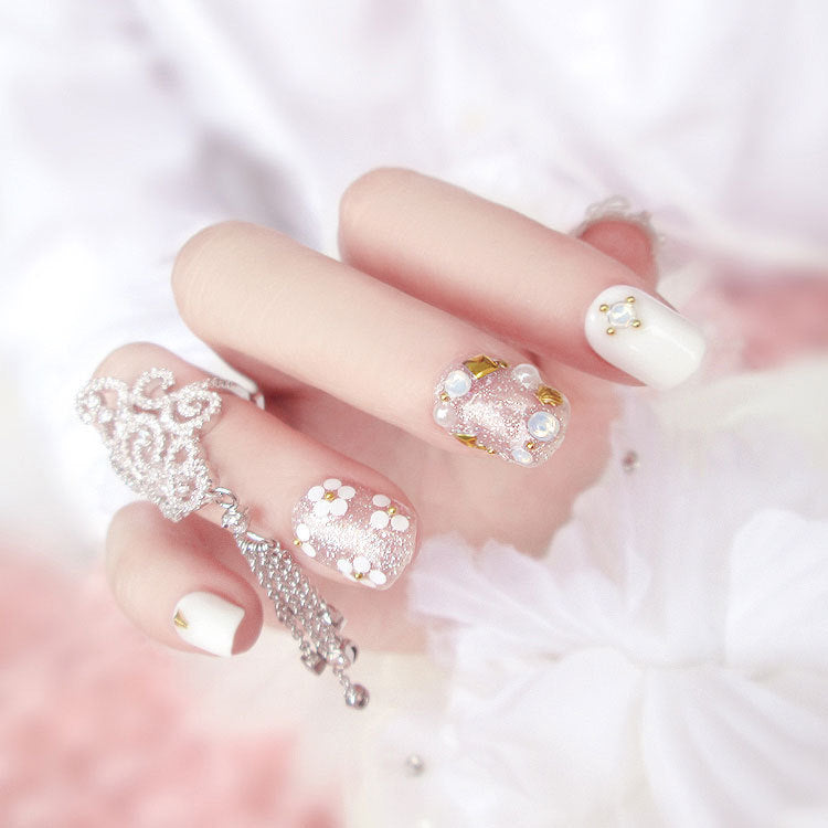 Get trendy with Short Bridal Style Press-on Nails - Nails available at Hot Trends Online. Shop Now!