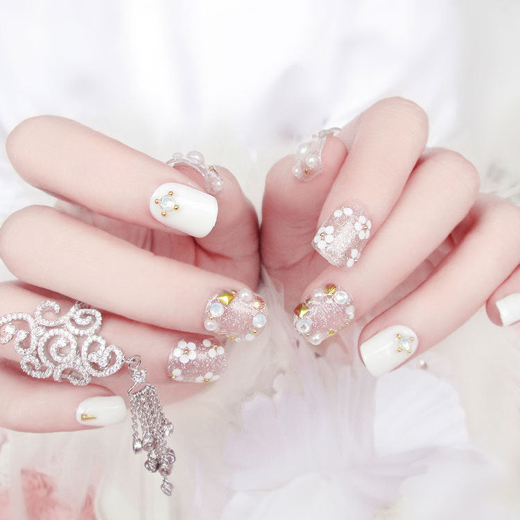 Get trendy with Short Bridal Style Press-on Nails - Nails available at Hot Trends Online. Shop Now!