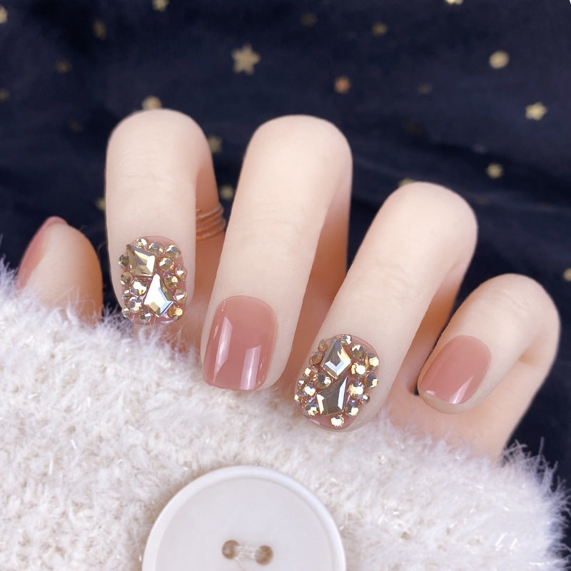 Get trendy with Short Champagne Rhinestone Manicure Nails - Nails available at Hot Trends Online. Shop Now!