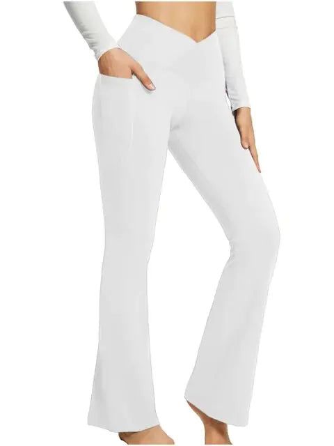 Get trendy with Yoga Flare Leggings with Side Pockets - Leggings available at Hot Trends Online. Shop Now!