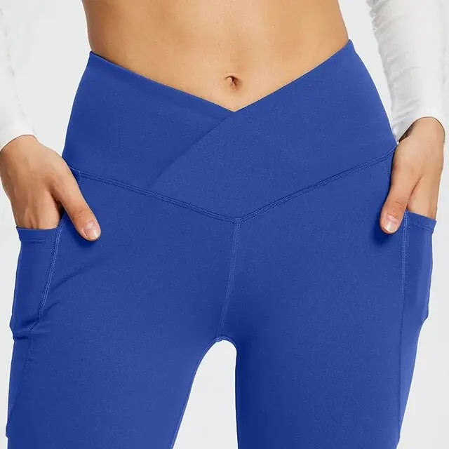 Get trendy with Yoga Flare Leggings with Side Pockets - Leggings available at Hot Trends Online. Shop Now!