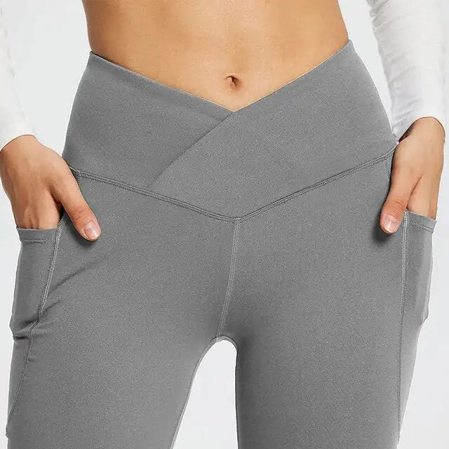Get trendy with Yoga Flare Leggings with Side Pockets - Leggings available at Hot Trends Online. Shop Now!