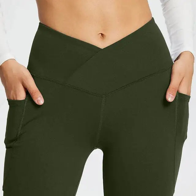 Get trendy with Yoga Flare Leggings with Side Pockets - Leggings available at Hot Trends Online. Shop Now!