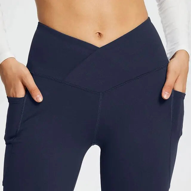 Get trendy with Yoga Flare Leggings with Side Pockets - Leggings available at Hot Trends Online. Shop Now!