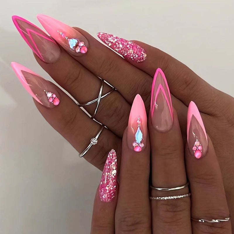 Get trendy with Pink Almond Shaped Press-on Nails - Nails available at Hot Trends Online. Shop Now!