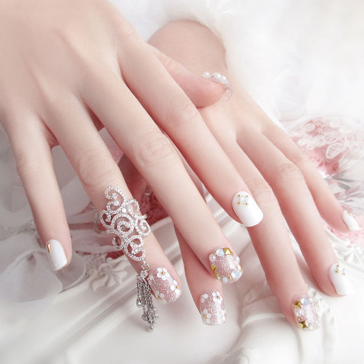 Get trendy with Short Bridal Style Press-on Nails - Nails available at Hot Trends Online. Shop Now!