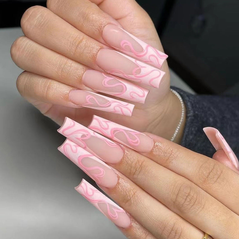 Get trendy with Heart-design French Tip Ballerina Press-on Nails - Nails available at Hot Trends Online. Shop Now!