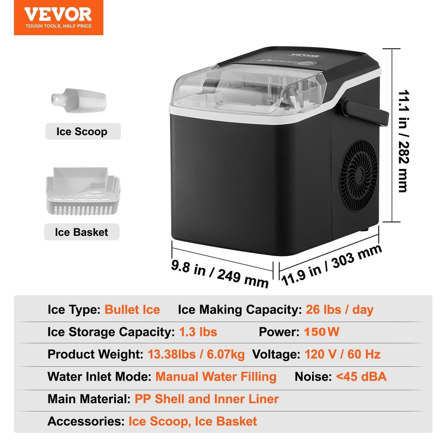 Get trendy with VEVOR Countertop Ice Maker 9 Cubes Ready in 7 Mins - Kitchen Appliance available at Hot Trends Online. Shop Now!