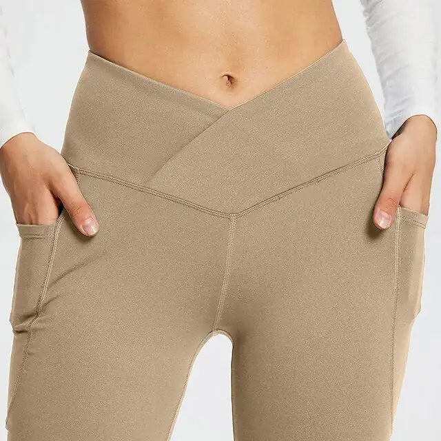 Get trendy with Yoga Flare Leggings with Side Pockets - Leggings available at Hot Trends Online. Shop Now!
