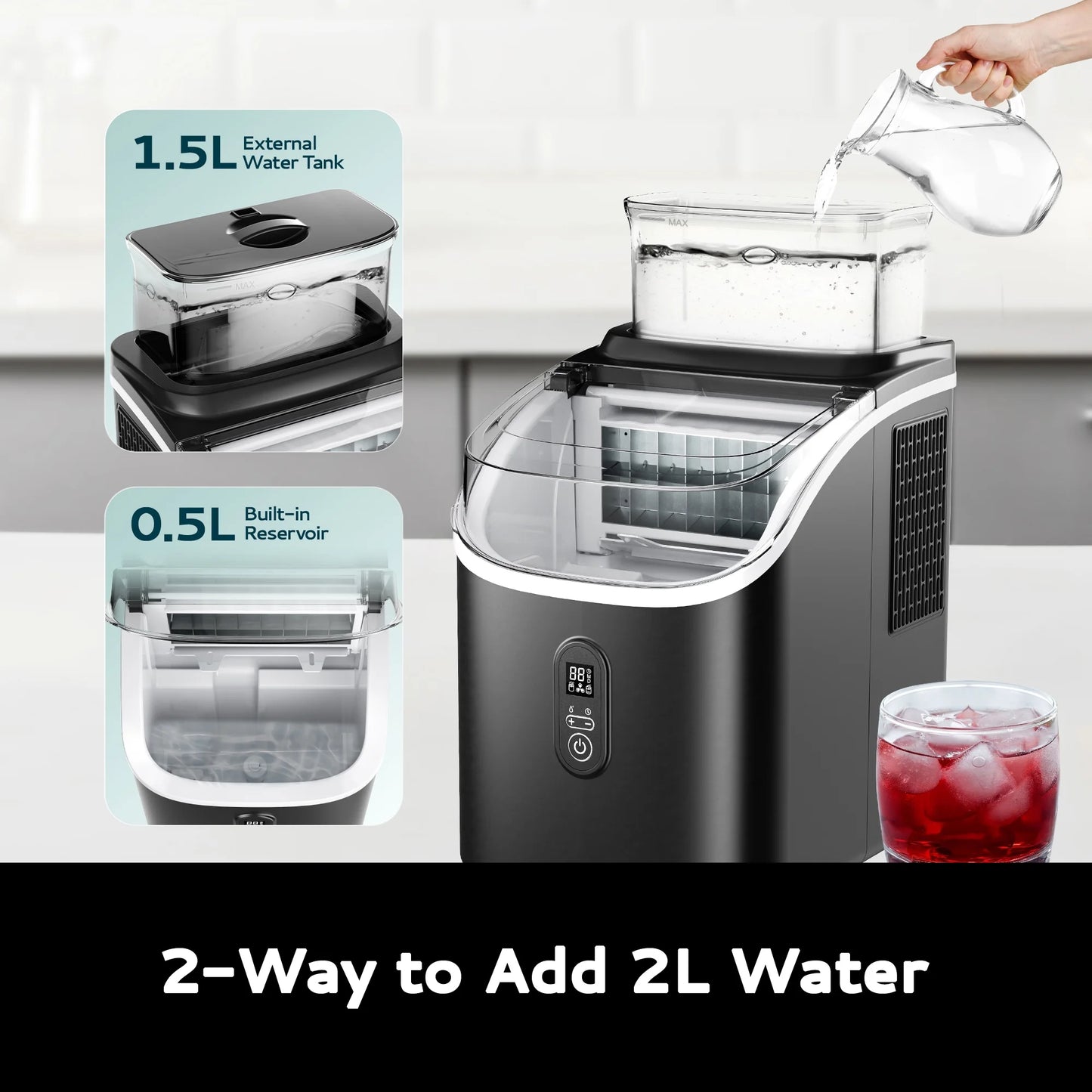 Get trendy with 34.5 Lbs Cube Countertop Ice Maker with External Water Tank, 16Pcs /13 Mins, Auto-Cleaning - available at Hot Trends Online. Shop Now!