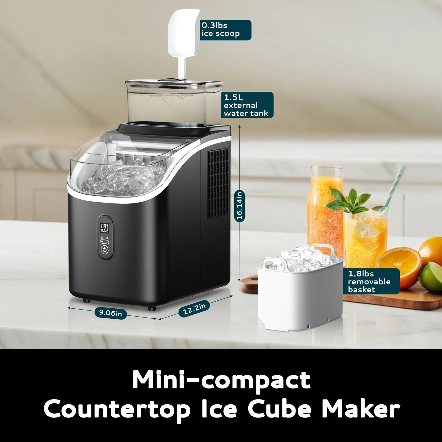 Get trendy with 34.5 Lbs Cube Countertop Ice Maker with External Water Tank, 16Pcs /13 Mins, Auto-Cleaning - available at Hot Trends Online. Shop Now!