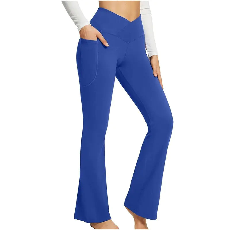 Get trendy with Yoga Flare Leggings with Side Pockets - Leggings available at Hot Trends Online. Shop Now!