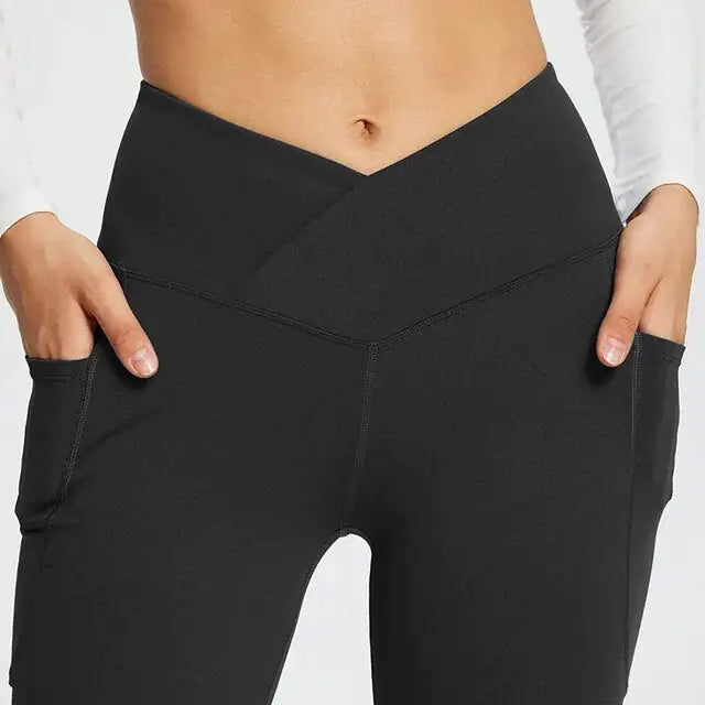 Get trendy with Yoga Flare Leggings with Side Pockets - Leggings available at Hot Trends Online. Shop Now!
