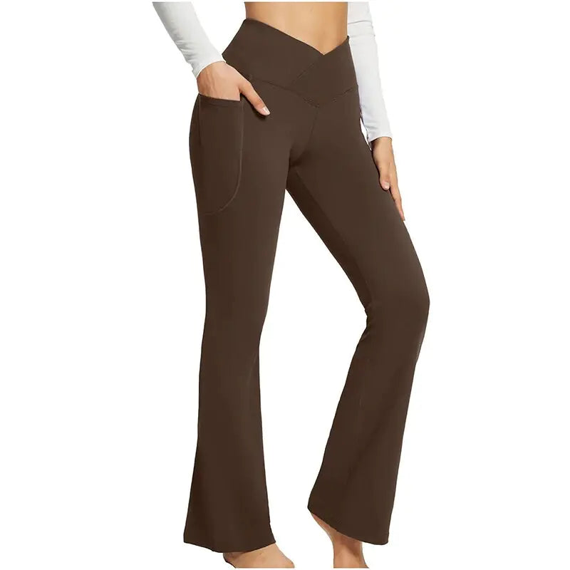 Get trendy with Yoga Flare Leggings with Side Pockets - Leggings available at Hot Trends Online. Shop Now!