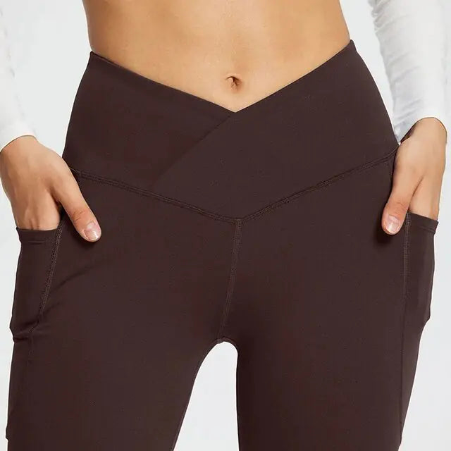 Get trendy with Yoga Flare Leggings with Side Pockets - Leggings available at Hot Trends Online. Shop Now!