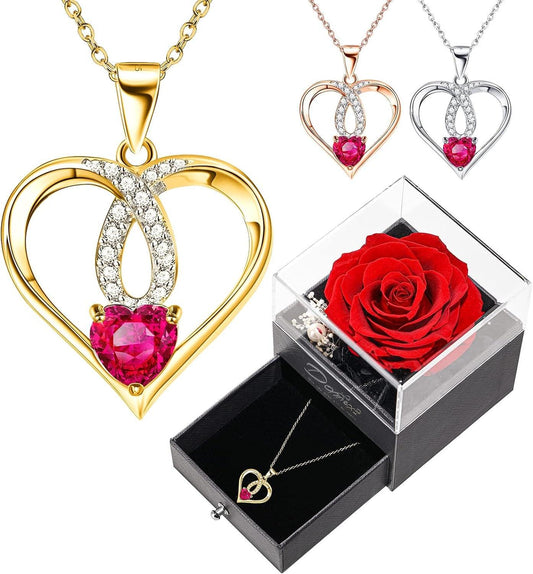 Preserved Real Rose with Eternal Love Necklace - Premium Necklace - Just $165.01! Shop now at Hot Trends Online