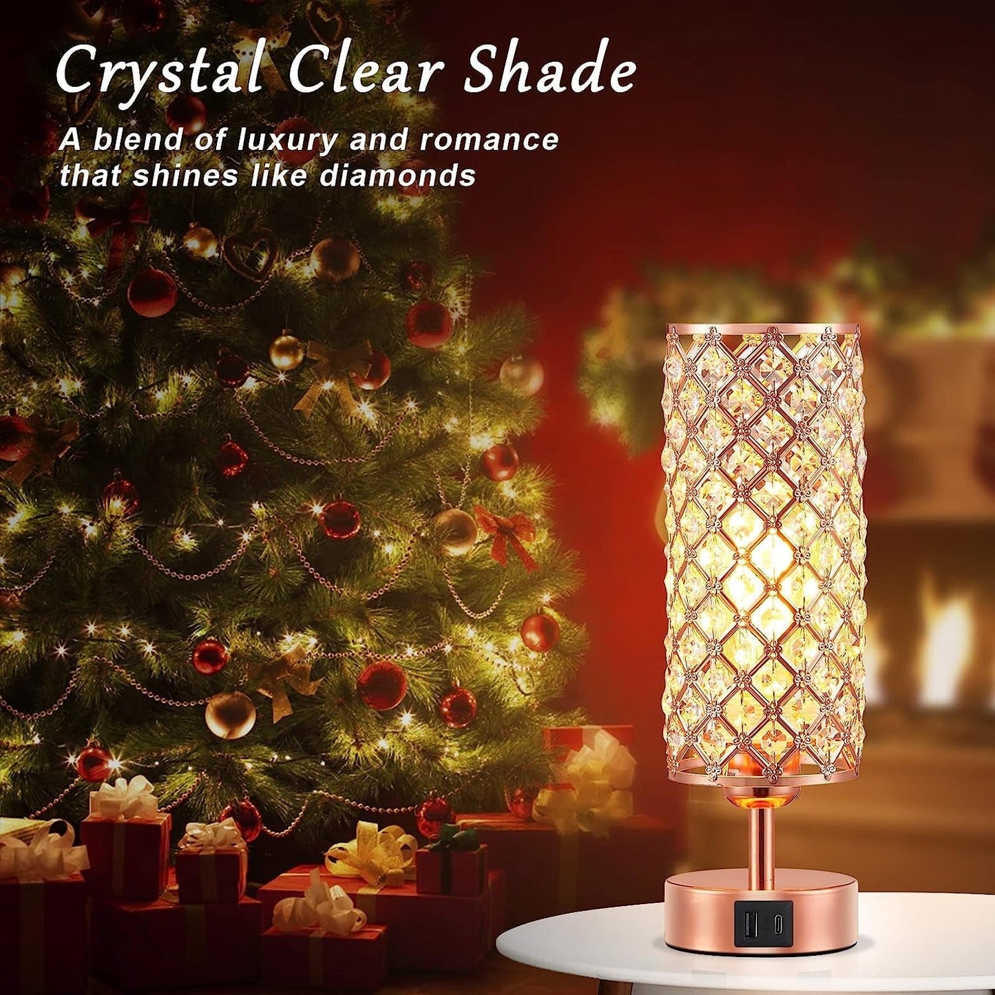 Get trendy with Crystal Rose Gold Dimmable Table Lamp - Decor available at Hot Trends Online. Shop Now!