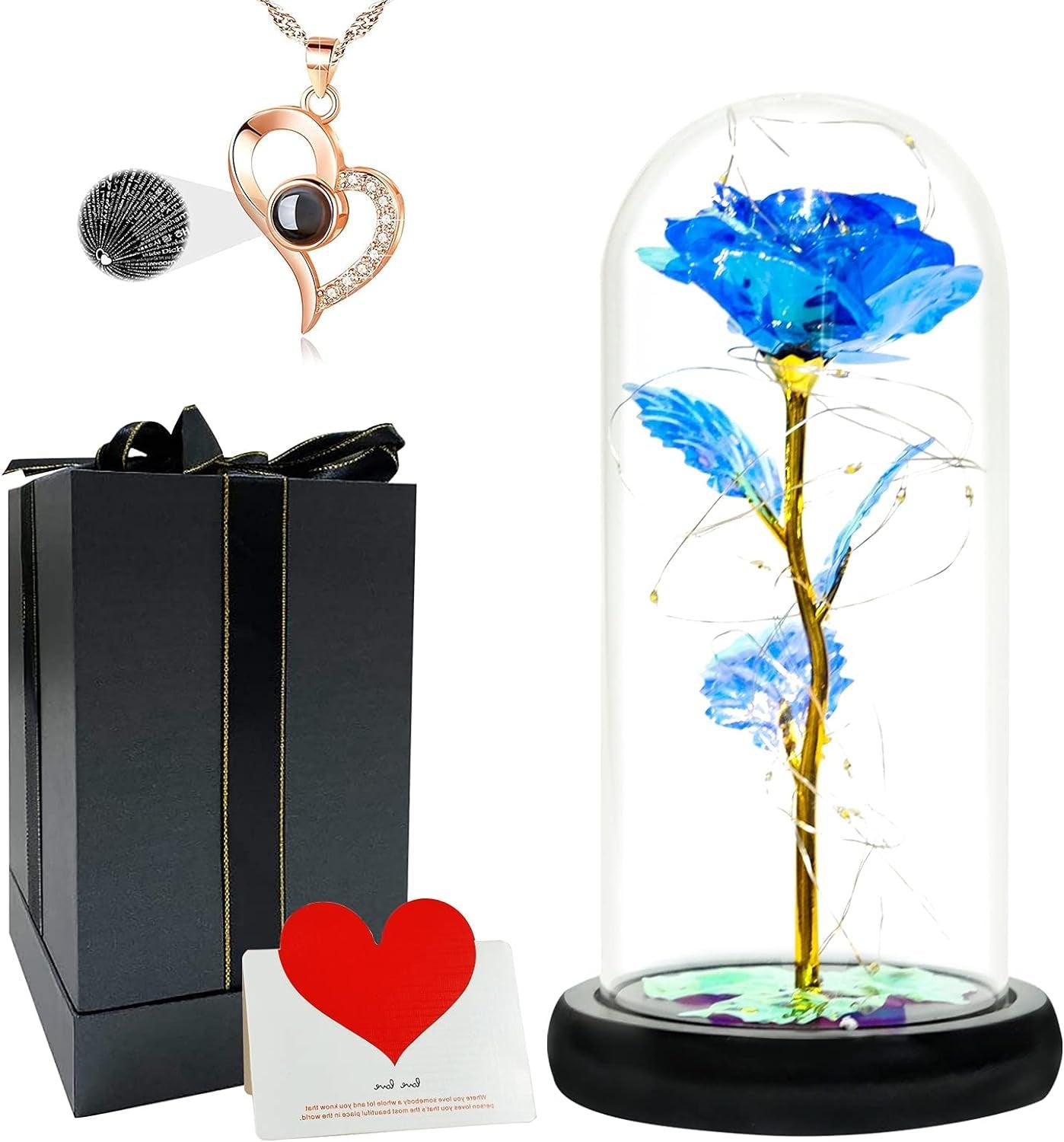 Get trendy with Galaxy Forever Teal Rose Mothers Day Gift - Necklace available at Hot Trends Online. Shop Now!