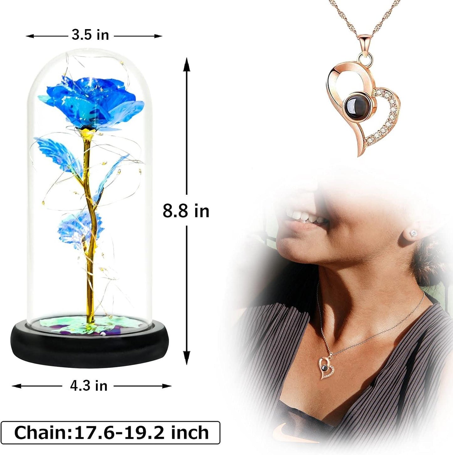 Get trendy with Galaxy Forever Teal Rose Mothers Day Gift - Necklace available at Hot Trends Online. Shop Now!