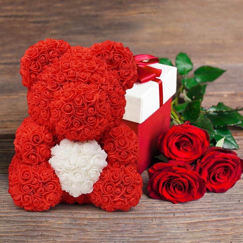 Get trendy with Valentine's Day Rose Flower Bear - Gift available at Hot Trends Online. Shop Now!