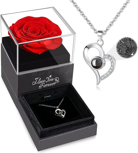 Preserved Real Rose with I Love You Necklace - Premium Necklace - Just $32.46! Shop now at Hot Trends Online