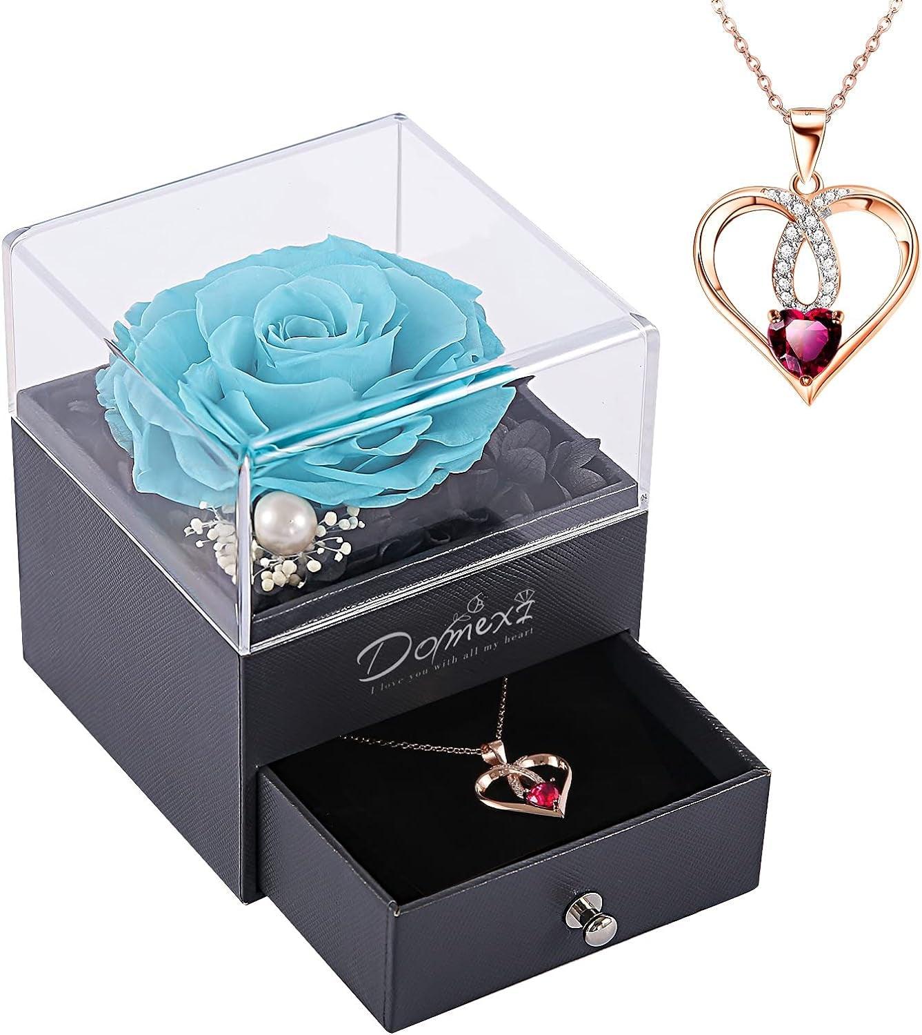 Get trendy with Preserved Teal Real Rose with Eternal Love Necklace - available at Hot Trends Online. Shop Now!