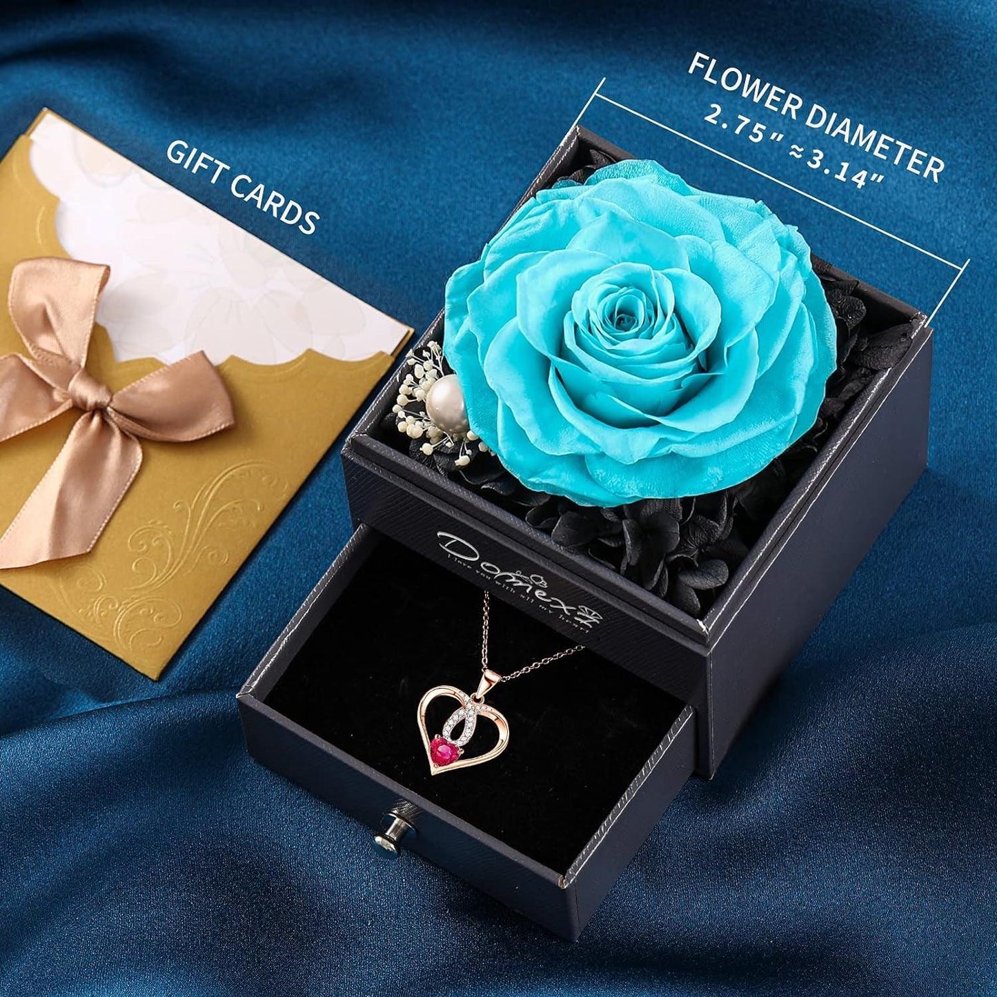 Get trendy with Preserved Teal Real Rose with Eternal Love Necklace - available at Hot Trends Online. Shop Now!