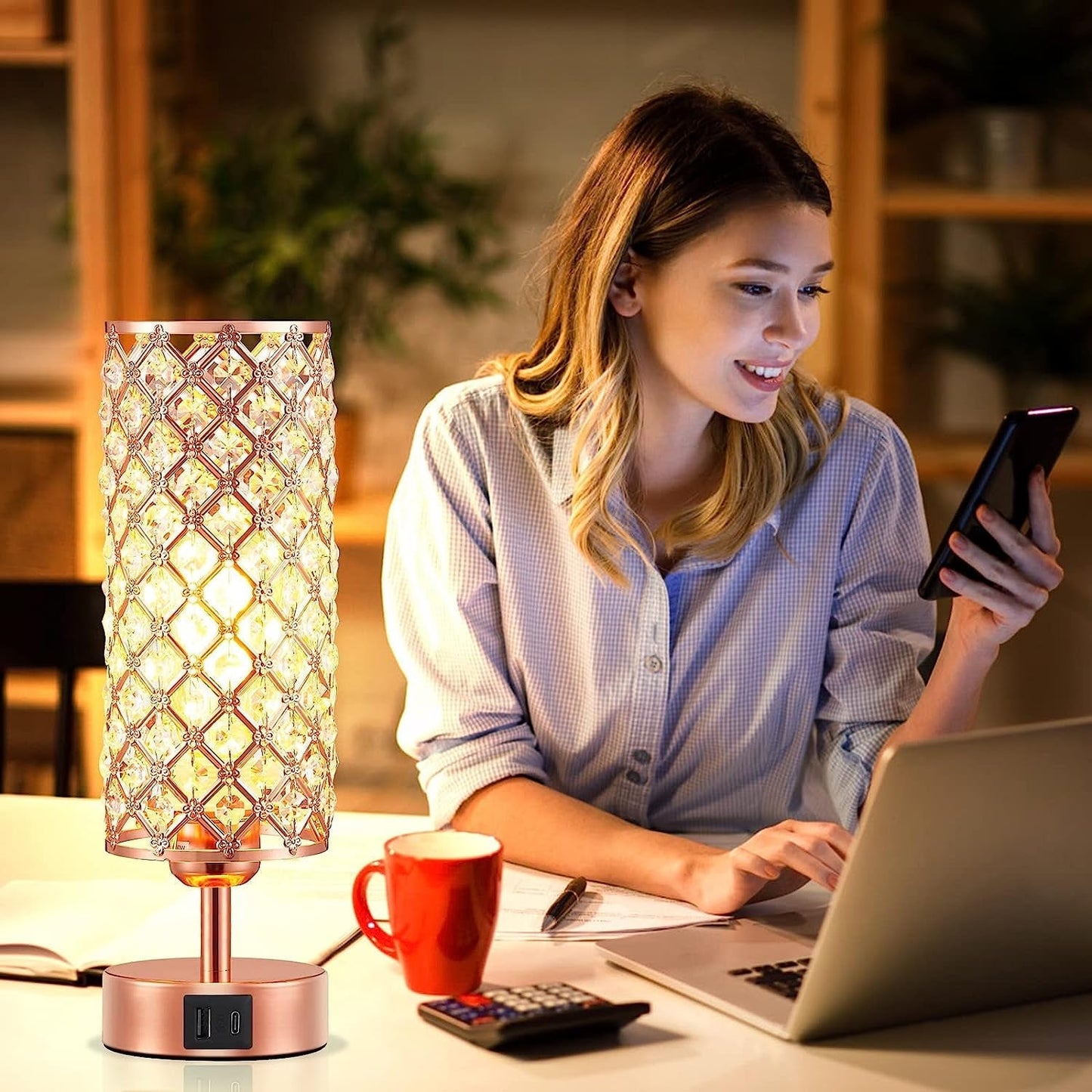 Get trendy with Crystal Rose Gold Dimmable Table Lamp - Decor available at Hot Trends Online. Shop Now!
