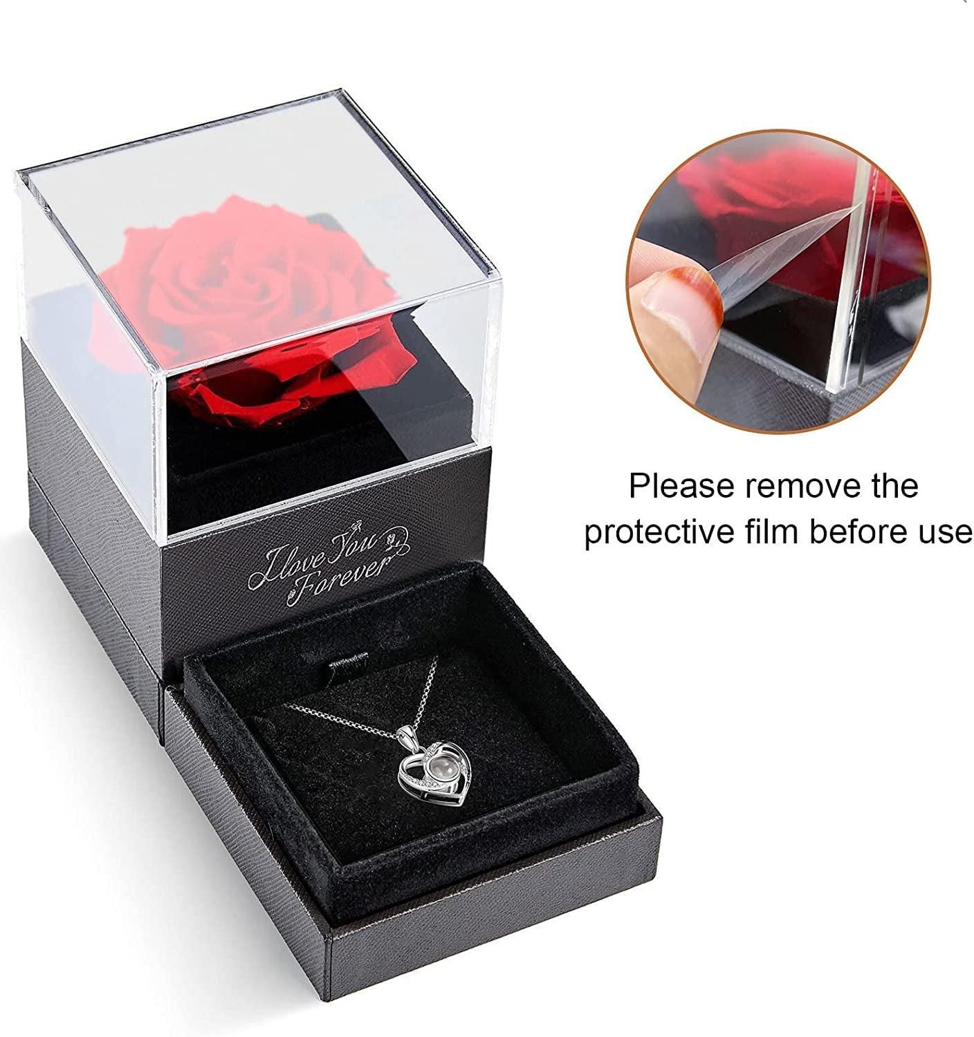 Get trendy with Preserved Real Red Rose with I Love You Necklace - Necklace available at Hot Trends Online. Shop Now!