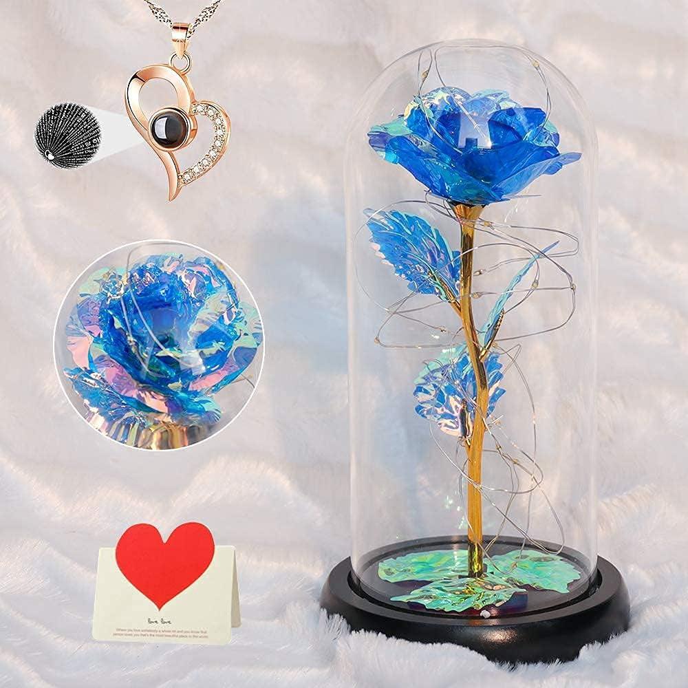 Get trendy with Galaxy Forever Teal Rose Mothers Day Gift - Necklace available at Hot Trends Online. Shop Now!
