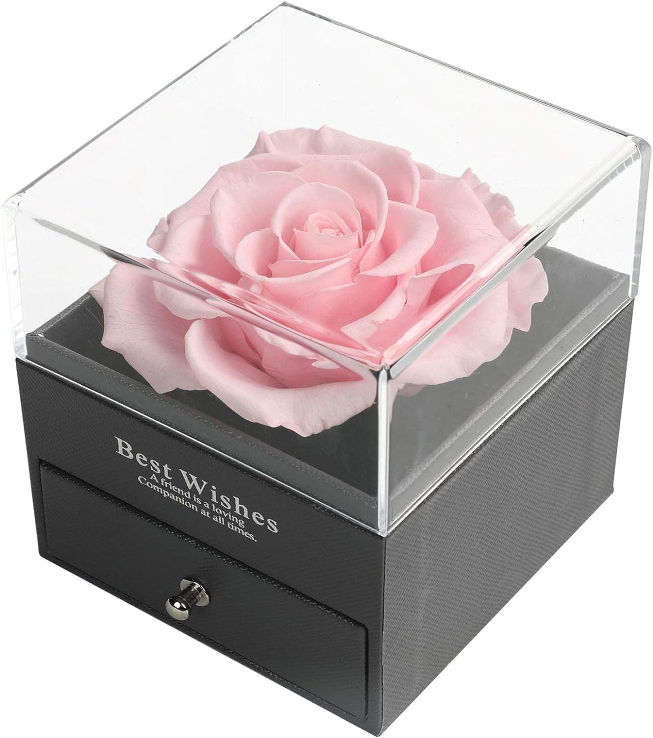 Get trendy with Preserved Real Rose Drawer with Heart Necklace - Necklace available at Hot Trends Online. Shop Now!