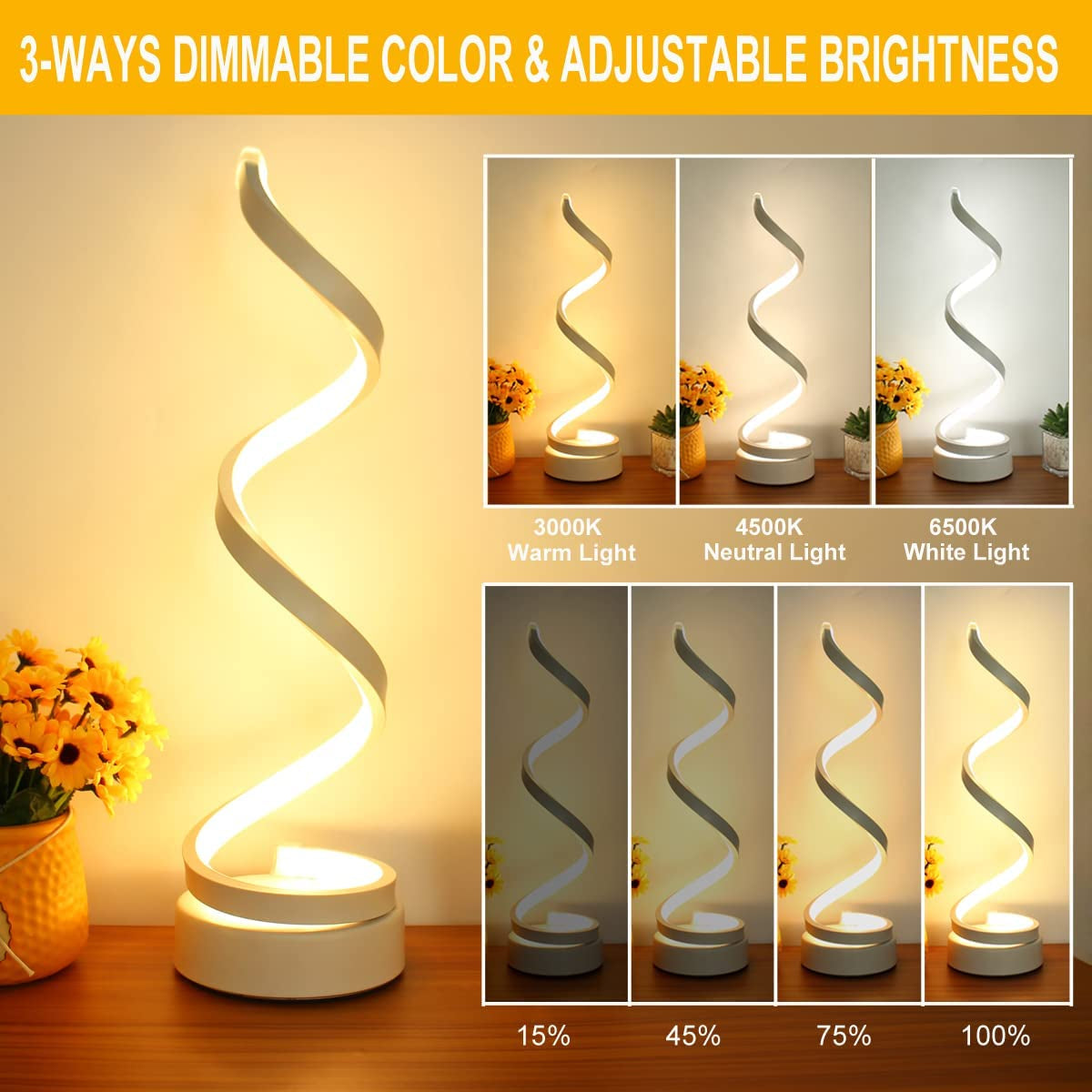 Get trendy with Dimmable Spiral Table Lamps for Nightstand - Decor available at Hot Trends Online. Shop Now!