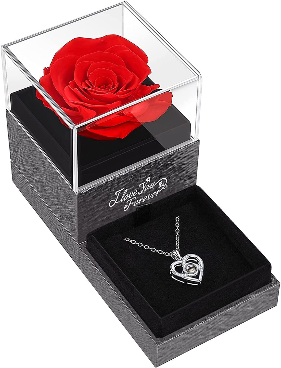 Get trendy with Preserved Real Red Rose with I Love You Necklace - Necklace available at Hot Trends Online. Shop Now!