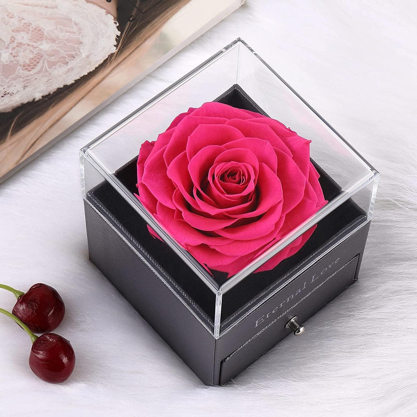 Get trendy with Preserved Real Flower Rose with Silver-Tone Heart Necklace - Gift available at Hot Trends Online. Shop Now!