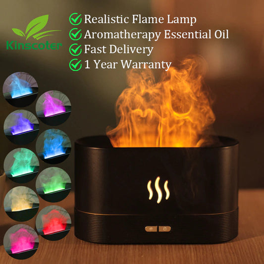 Ultrasonic Cool Mist Aroma Diffuser with LED Flame Lamp - Premium Decor - Just $13.87! Shop now at Hot Trends Online