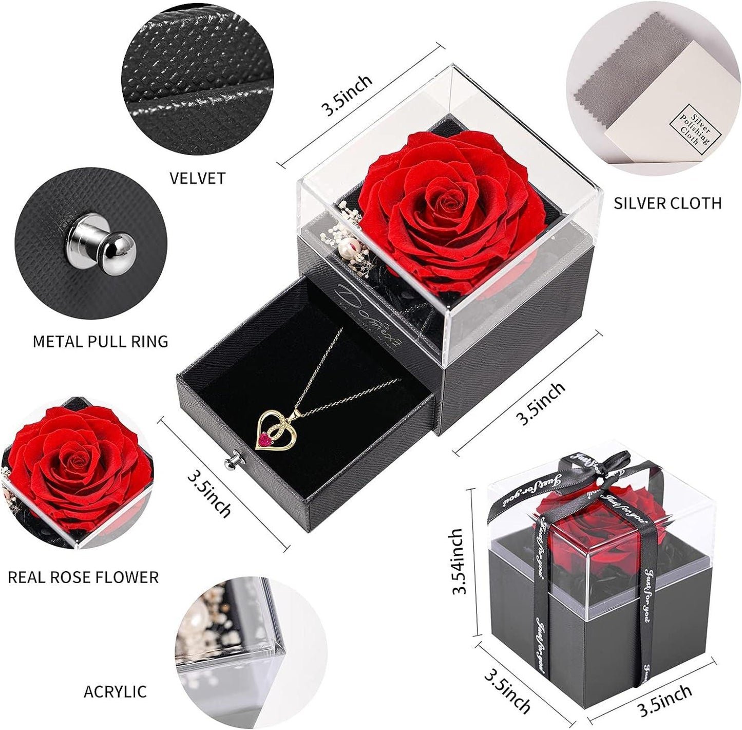 Get trendy with Preserved Real Rose with Eternal Love Necklace - Necklace available at Hot Trends Online. Shop Now!