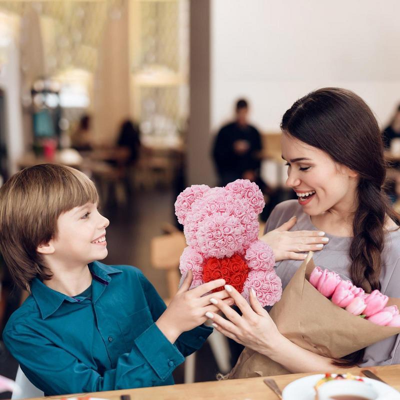 Get trendy with Valentine's Day Rose Flower Bear - Gift available at Hot Trends Online. Shop Now!