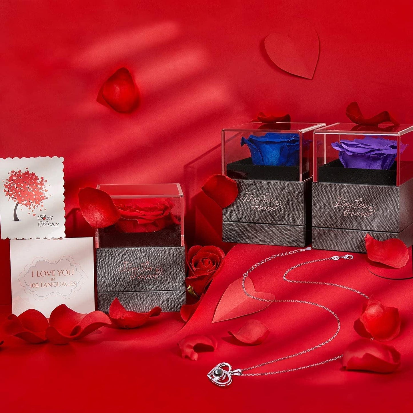 Get trendy with Preserved Real Red Rose with I Love You Necklace - Necklace available at Hot Trends Online. Shop Now!