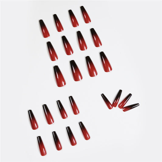 Red And Black Gradient Long Ballet Finished Nails - Premium Nails - Just $8.99! Shop now at Hot Trends Online