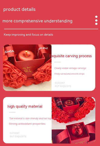 Valentines Day Soap Rose Gift Box With Crystal Pendant Necklace