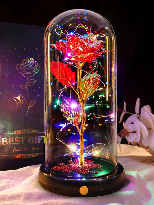Everlasting Rose LED Glass Dome - Romantic Gift for Her
