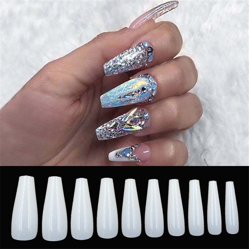 Get trendy with 500 Transparent Ballerina Nail Tips - Nails available at Hot Trends Online. Shop Now!