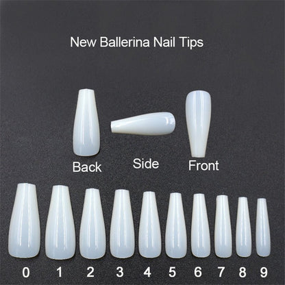 Get trendy with 500 Transparent Ballerina Nail Tips - Nails available at Hot Trends Online. Shop Now!