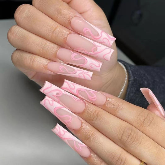 Heart Stripe Fake Nails - Hot Trends Online