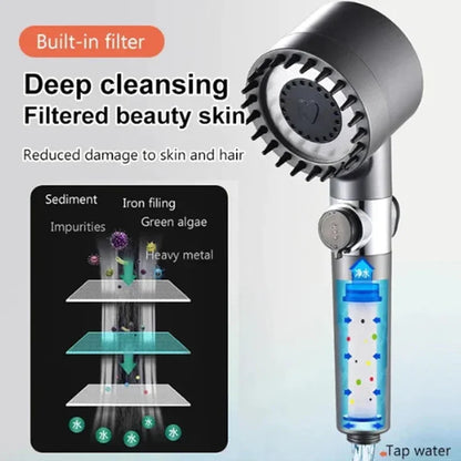 Get trendy with 4 Mode High Pressure Filtered Showerhead With One-Key Stop -  available at Hot Trends Online. Shop Now!
